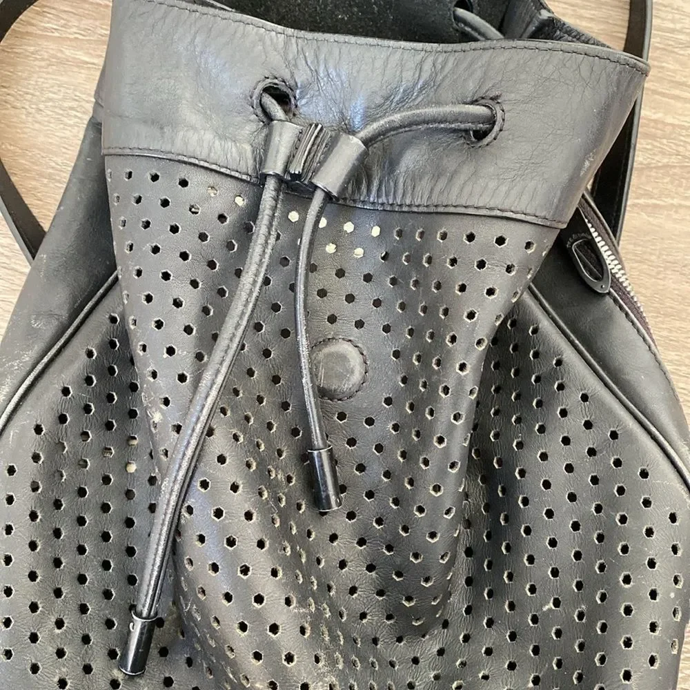 Rag & Bone Black The Pilot Perforated Leather Mini Backpack